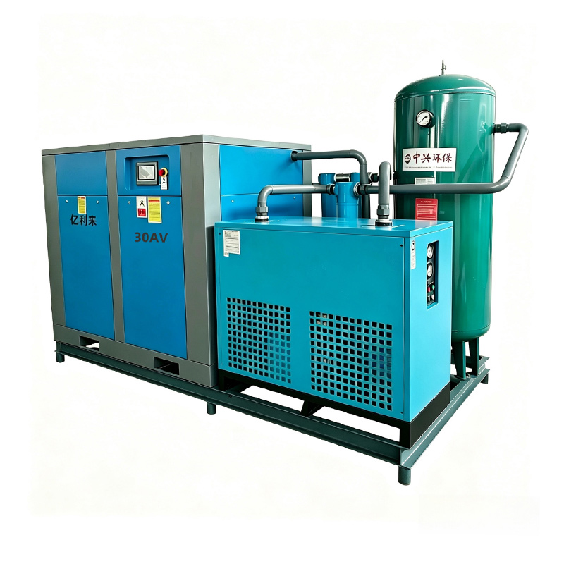Compressore d'aria monostadio a velocità fissa e bassa pressione montato su skid da 22 kW