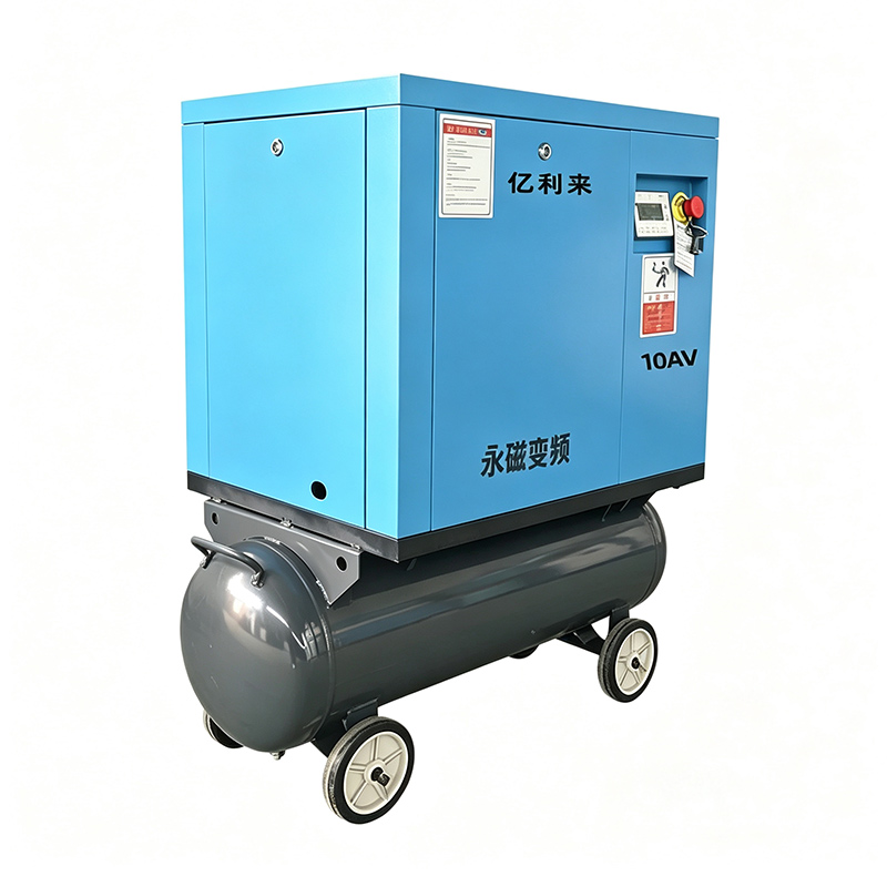 Compressore d'aria a vite monostadio VSD montato su serbatoio da 7,5 kW e 8 bar